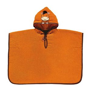 Solid Woven Terry Ponchos with Embroidery